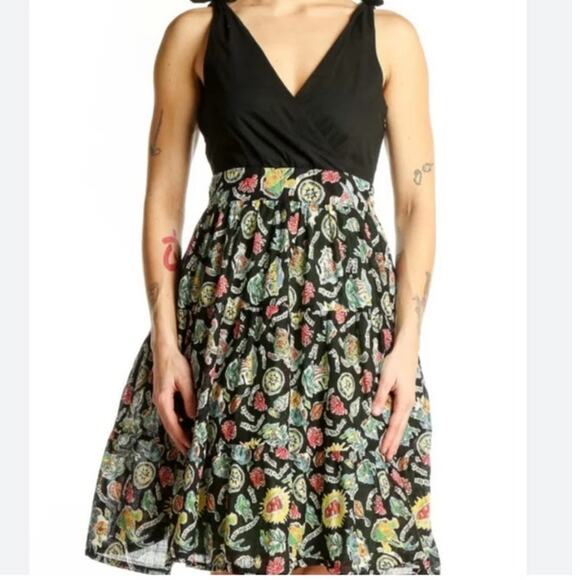 Anthropolgie Maeve Bora French Isles black multicolor sundress size 6 - Picture 1 of 7